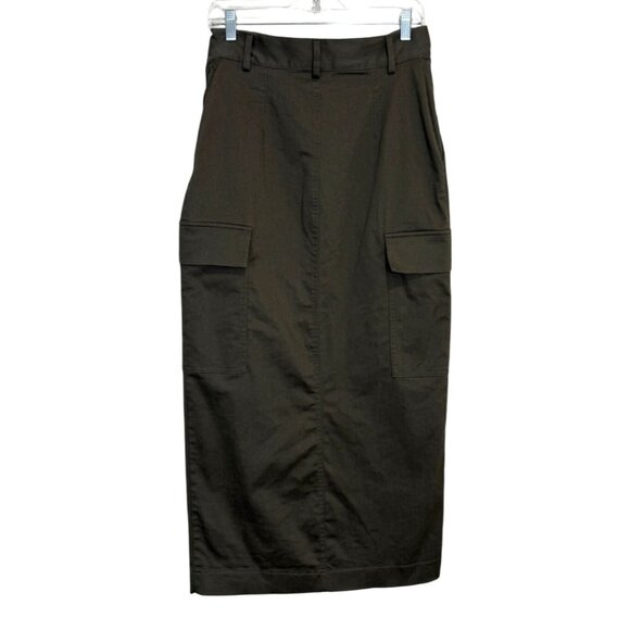 Mint Velvet Womens Cargo Pencil Skirt Olive Green Front-Slit Pockets US Size 6 - Picture 2 of 7